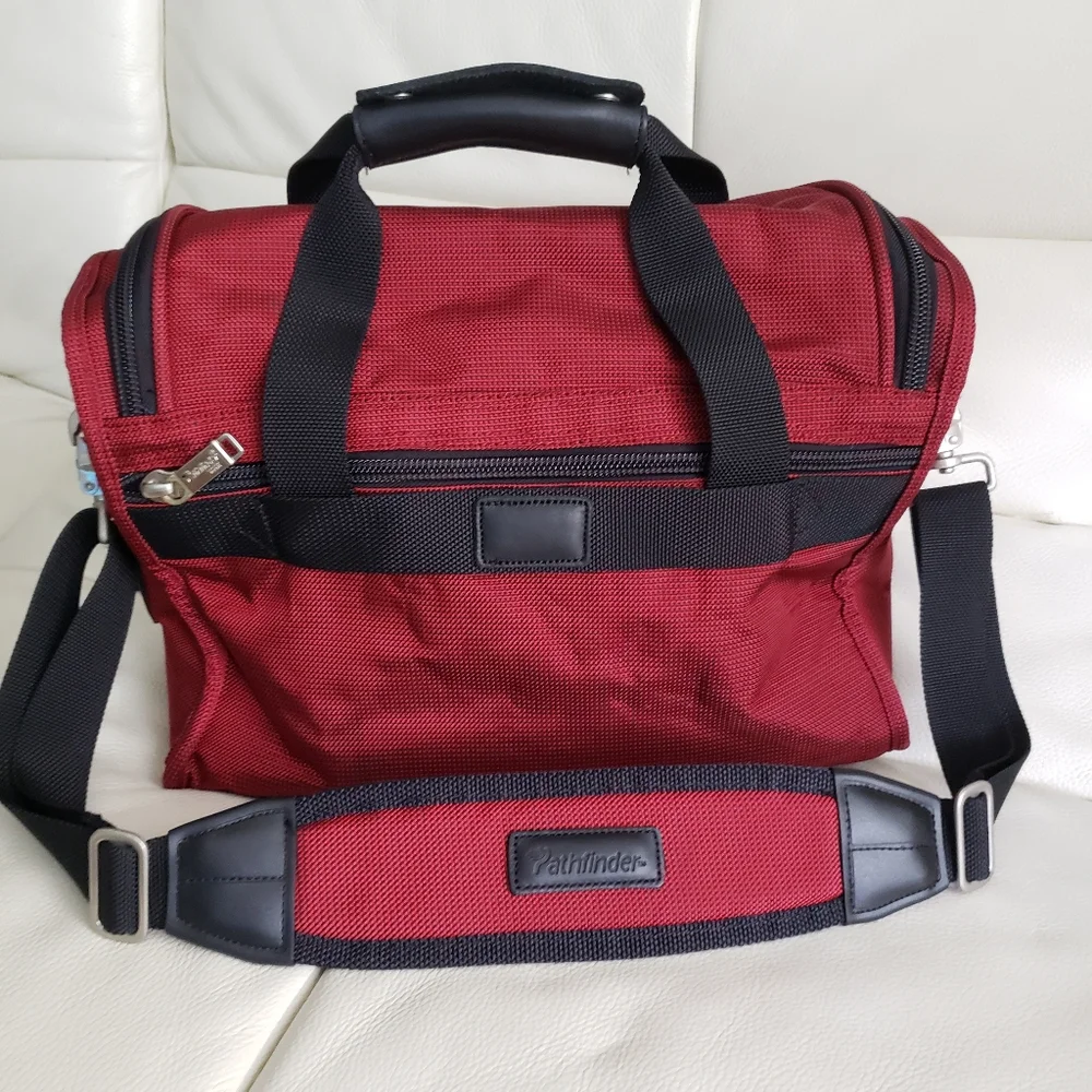 Pathfinder red duffel bag